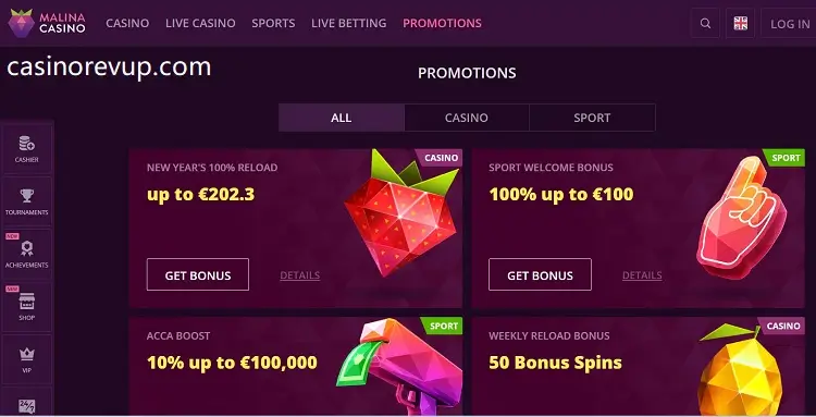 malina casino bonus